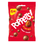 Poppets Milk Chocolate Coated Chewy Toffee Pouch 120g.