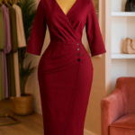 Red Ladies Office Dress