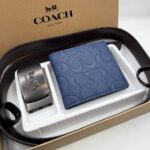 Blue Coach Wallet and Black Belt Pack