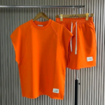 Orange Sleeveless Top and Shorts For Men